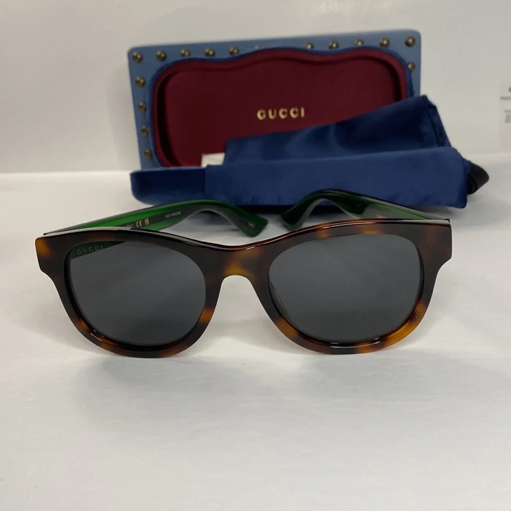 Gucci GG0003SN Men's Sunglasses, Brown/Grey GUCCI GG0003S 003